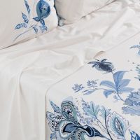 Простирадло з промитого льону та бавовни з принтом MADELEINE