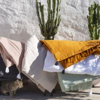 Декоративний плед з промитого льону та бавовни SONGE