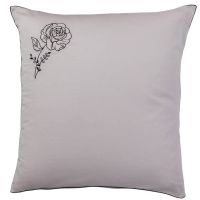 Квадратна сатинова наволочка з подвійним декором та вишивкою PROMESSE