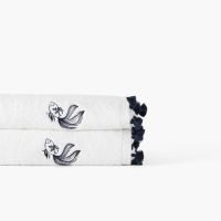 Махровий рушник для душу з бавовни та бамбукової віскози з вишивкою DEMILUNE