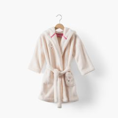 Халат дитячий флісовий з каптуром і вишивкою BIENVENUE тілесний 