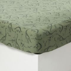 Простирадло на резинці з принтом з органічної бавовни DINOTOPI