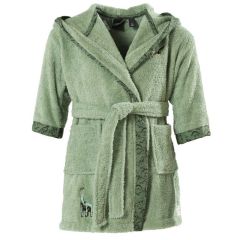 Дитячий халат з органічної бавовни з каптуром та вишивкою DINOTOPI