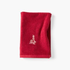 Рушник махровий для кухні з вишивкою VEILLEE бордовий