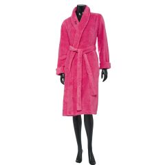 Жіночий махровий халат з шалевим коміром та вишивкою LANA