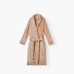 Жіночий флісовий халат з шалевим коміром IKEBANA бежевий 50