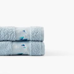 Махровий рушник для душу з вишивкою STELLAIRE крижано-блакитний